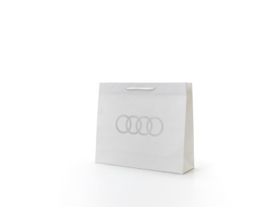 Shopping bag personalizzata 40x10x36 H - Carta KB 170 gr. - Stampa a caldo argento - maniglia corda cotone cm 50