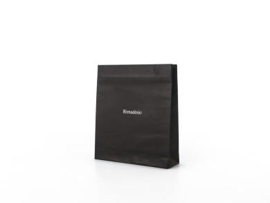 Shopper personalizzata 32x12x37 H - Carta Kraft Bianco 170 gr. - Stampa 1 colore fondo pieno - maniglia fettuccia cotone cm 45 inserita nel risvolto