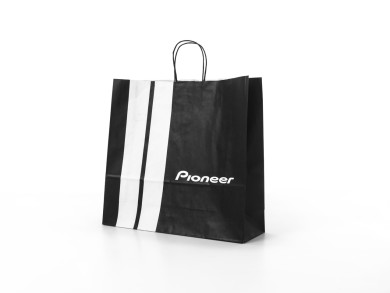 Shopping bag 44x13x42 H - Carta Kraft Bianco 120 gr. - vernice di protezione - Stampa 1 colore - maniglia carta ritorta