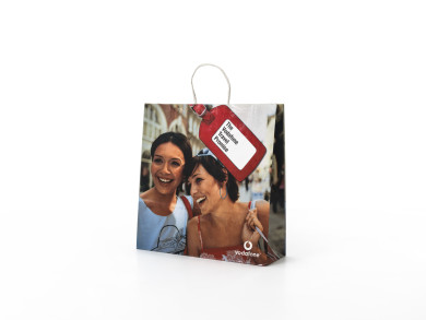 Shopper 36x12x37 H - Carta patinata 120 gr. - plastifica lucida - Stampa quadricromia fondo pieno - maniglia carta ritorta
