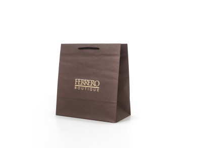Shopping bag personalizzata 32x18x35 H - Carta Kraft Bianco 170 gr. - Stampa 1 colore fondo pieno + oro a caldo - maniglia in&nbsp;corda cotone cm 50