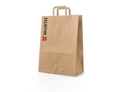 Busta in carta personalizzata 32x16x44 H - Carta avana riciclata 120 gr. - Stampa 2 colori - maniglia piatta in carta
