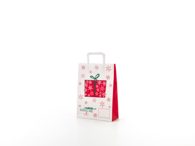 Shopping bag 23x10x32 H - Carta patinata 120 gr. - vernice di protezione - Stampa 2 colori - maniglia piatta in carta