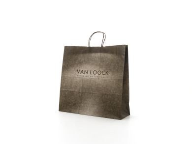 Shopper bag 44x14x50 H - Carta kraft 110 gr. + vernice di protezione - Stampa tricromia fondo pieno - maniglia carta ritorta