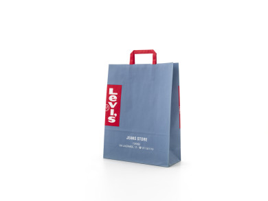 Shopper abbigliamento 32x13x42 H - Carta KB 120 gr. - - Stampa 2 colori fondo pieno - maniglia piatta colorata