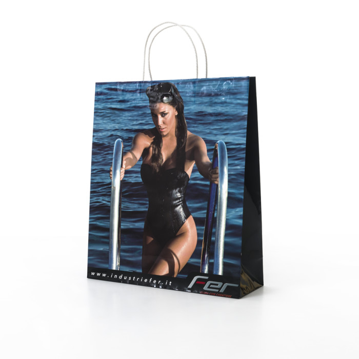 Shopper maniglia ritorta con risvolto