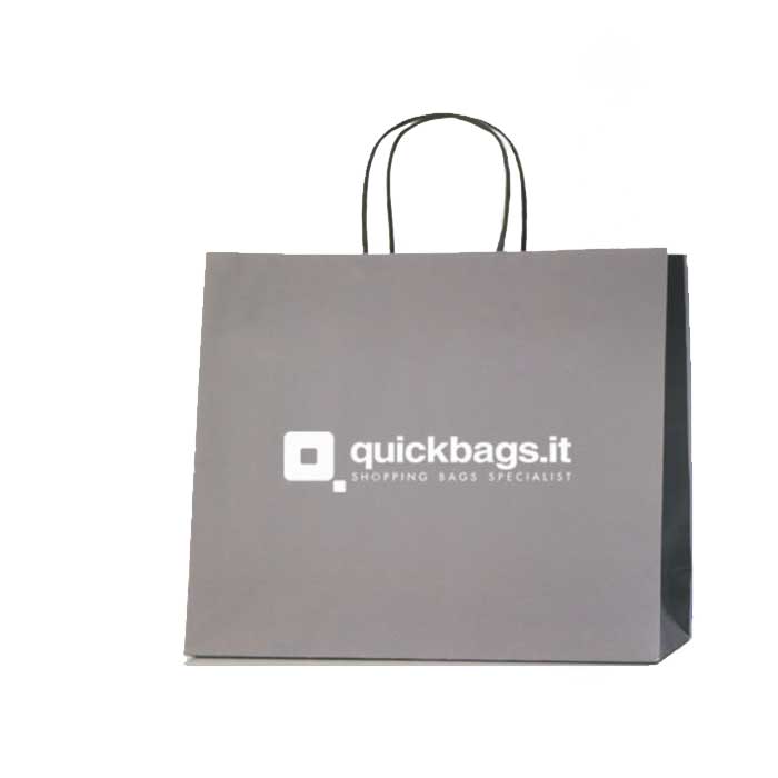 Shopping bag carta maniglia ritorta con risvolto